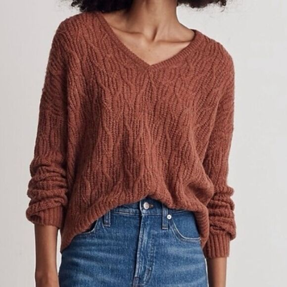 MADEWELL ALNA V-NECK ALPACA BLEND SWEATER - Picture 1 of 12